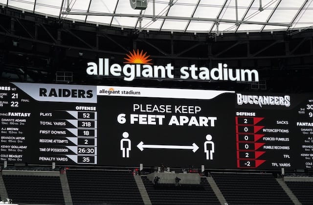 Allegiant Stadium video board, NFL protocols